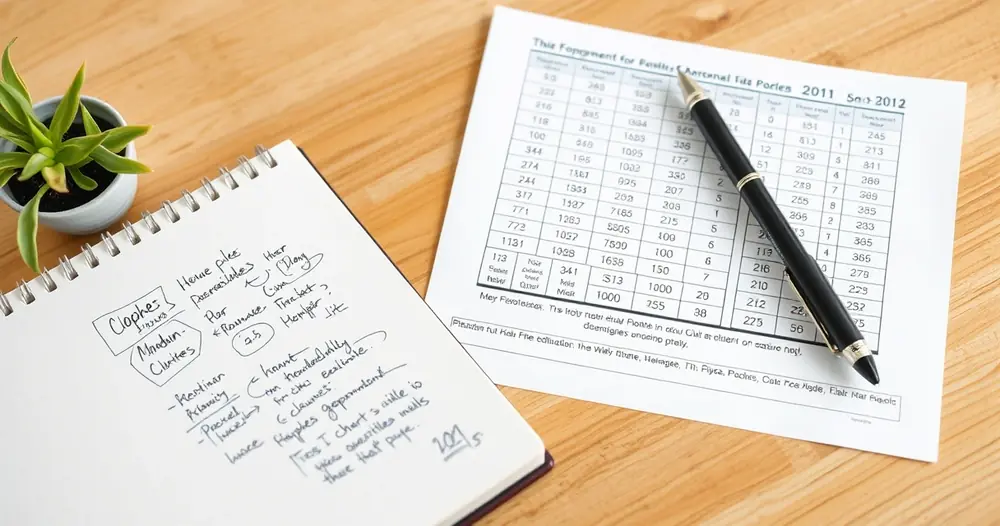 Caderno com anotações à mão ao lado de um gráfico impresso